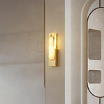 Modern Alabaster-Effect Brass Wall Sconce LED 1-Light Lasson Living