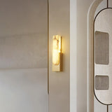 Modern Alabaster-Effect Brass Wall Sconce LED 1-Light Lasson Living