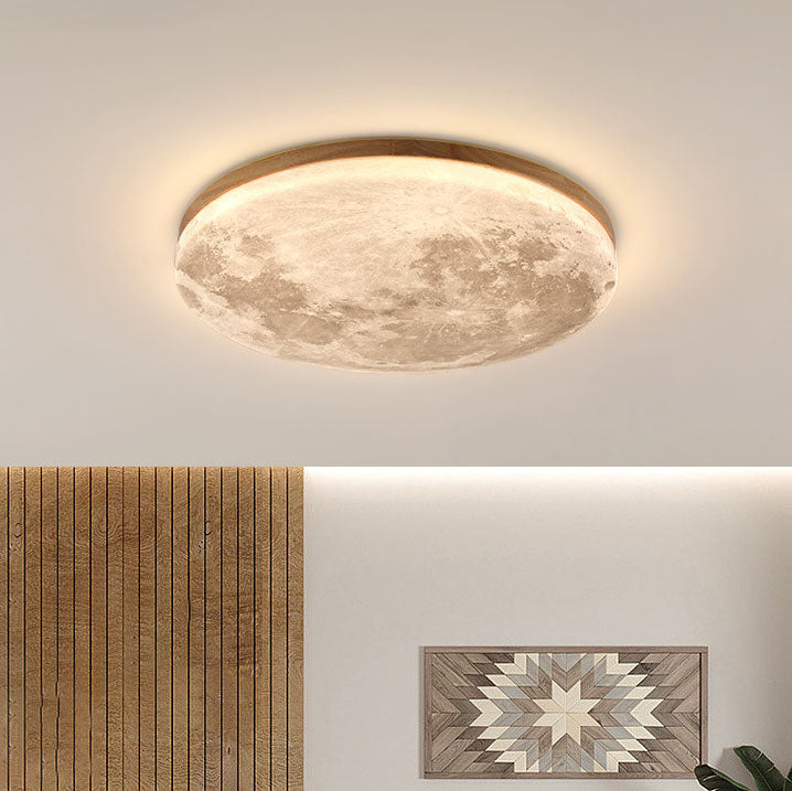 Nordic Wood & Pvc Round LED Flush Mount Ceiling Light 1-light Lasson Living