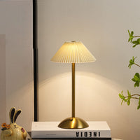 Scandinavian Brass Pleated Fabric Cone Table Light | 1-Light Lasson Living