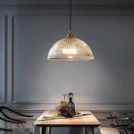 Modern Ribbed Clear Glass Dome Pendant Light | 1-Light Lasson Living