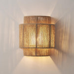 Japanese Rattan Curved Rope Wall Sconce 1-Light Lasson Living