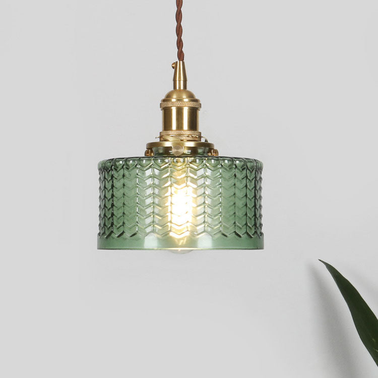 Japanese Brass Glass 1-Light Round Pendant Light Lasson Living