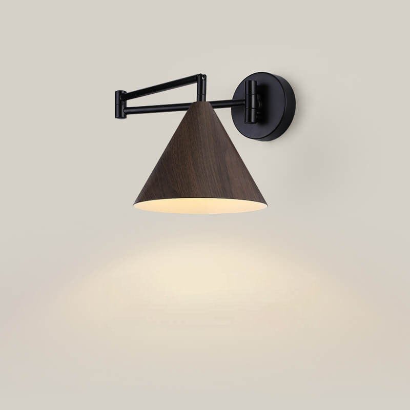 Nordic Wood Cone 1-Light Swing Arm Wall Sconce Lasson Living