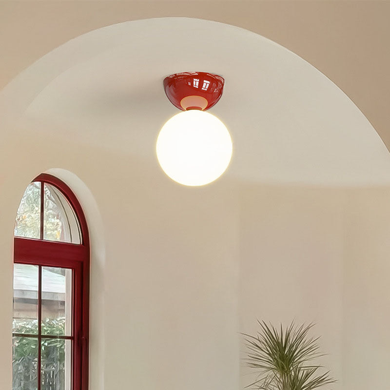 Scandinavian Glass Globe Semi-Flush Ceiling Light | 1-Light Lasson Living