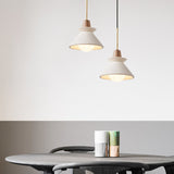 Nordic Cement and Wood Tapered Pendant Light | 1-Light Lasson Living