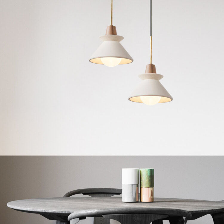 Nordic Cement and Wood Tapered Pendant Light | 1-Light Lasson Living