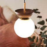 Nordic Wood Glass Globe 1-Light Ceiling Light Lasson Living