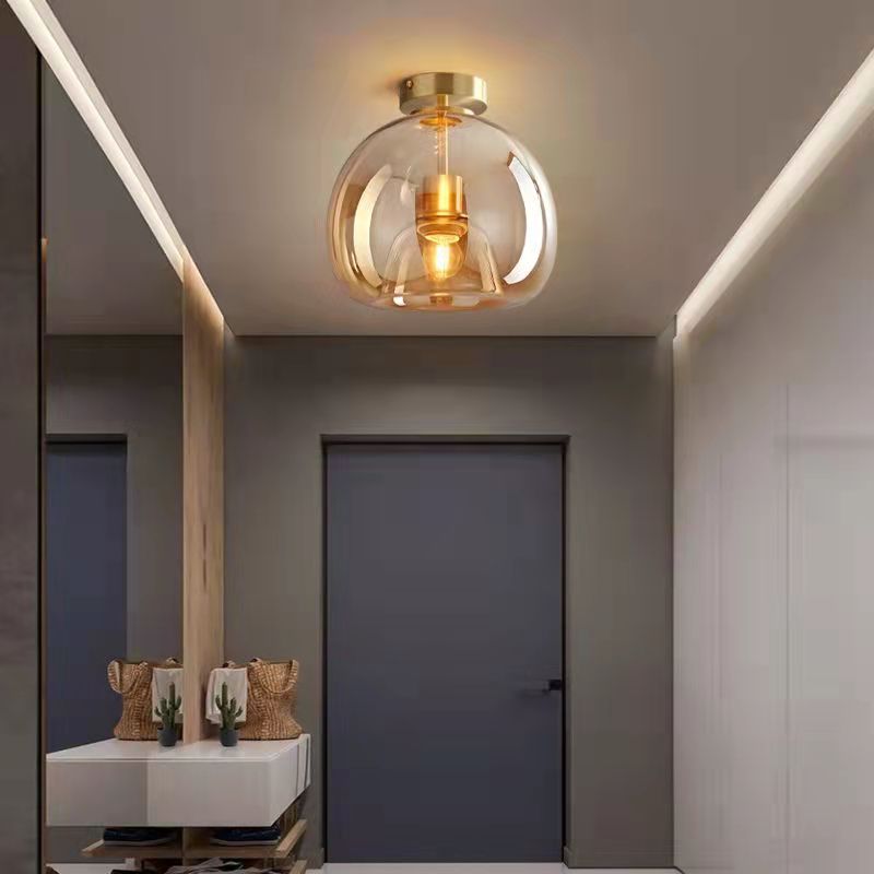 Nordic Glass Globe Semi-Flush Ceiling Light | 1-Light Lasson Living