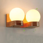 Nordic Wooden Glass Globe Wall Light Lasson Living