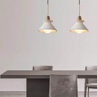 Nordic Cement and Wood Tapered Pendant Light | 1-Light Lasson Living