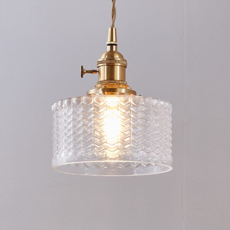 Japanese Brass Glass 1-Light Round Pendant Light Lasson Living