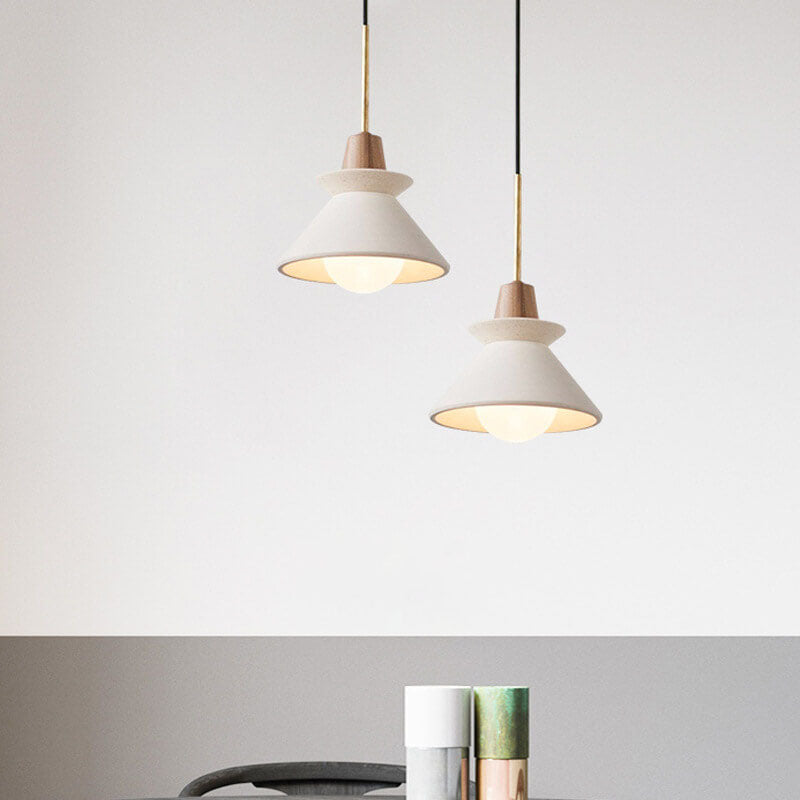 Nordic Cement and Wood Tapered Pendant Light | 1-Light Lasson Living