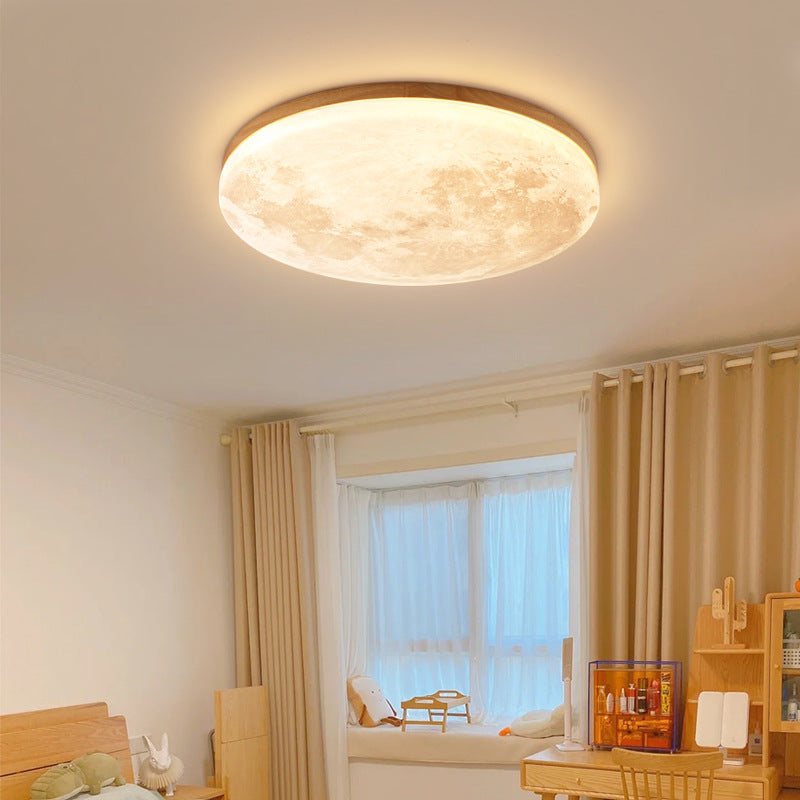 Nordic Wood & Pvc Round LED Flush Mount Ceiling Light 1-light Lasson Living