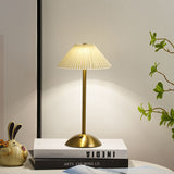 Scandinavian Brass Pleated Fabric Cone Table Light | 1-Light Lasson Living
