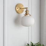 Japanese Brass Pleated Glass Wall Light | 1-Light Lasson Living