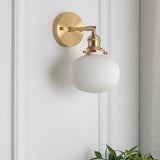 Japanese Brass Pleated Glass Wall Light | 1-Light Lasson Living
