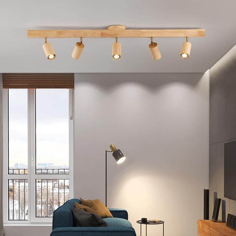 Japanese Wooden LED Semi-Flush Mount Ceiling Light |2 Light Lasson Living