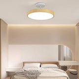 Japanese Wood Round LED Semi-Flush Mount Ceiling Light Lasson Living
