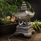 Japanese Zen Solar Pagoda Stone LED Outdoor Garden 1-Light Lasson Living
