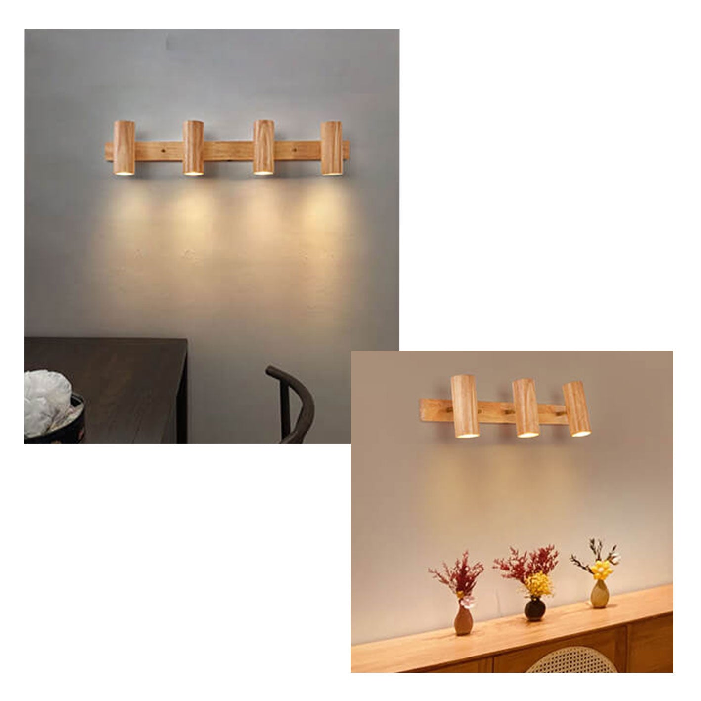 Modern Wooden Cylinder LED Wall Light | 1-Light Lasson Living