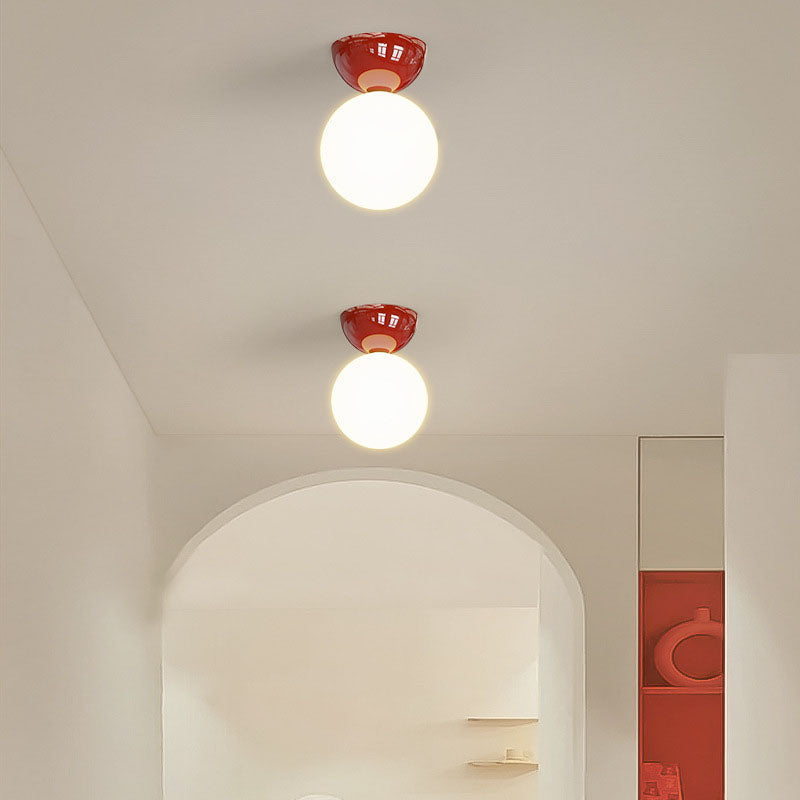 Scandinavian Glass Globe Semi-Flush Ceiling Light | 1-Light Lasson Living