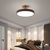 Japanese Wood Round LED Semi-Flush Mount Ceiling Light Lasson Living