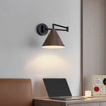Nordic Wood Cone 1-Light Swing Arm Wall Sconce Lasson Living