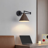 Nordic Wood Cone 1-Light Swing Arm Wall Sconce Lasson Living