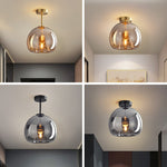 Nordic Glass Globe Semi-Flush Ceiling Light | 1-Light Lasson Living