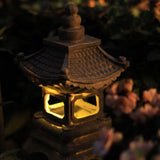 Japanese Zen Solar Pagoda Stone LED Outdoor Garden 1-Light Lasson Living
