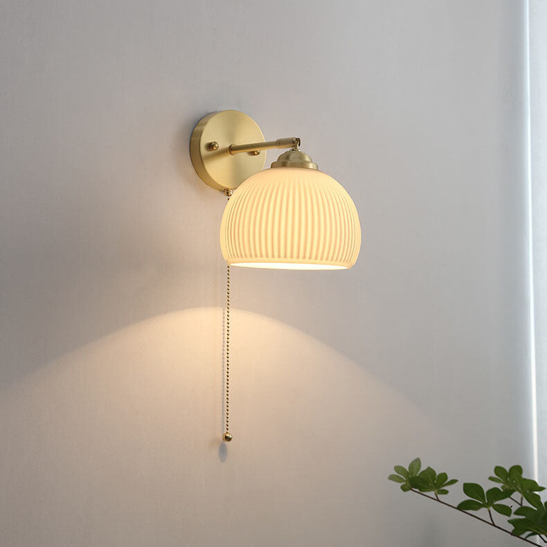 Nordic Brass Ribbed Glass 1-Light Wall Sconce Lasson Living