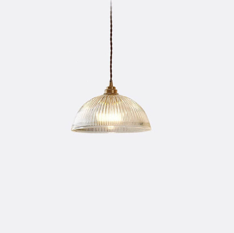 Modern Ribbed Clear Glass Dome Pendant Light | 1-Light Lasson Living