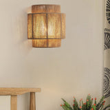 Japanese Rattan Curved Rope Wall Sconce 1-Light Lasson Living