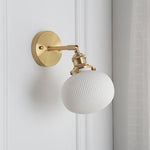 Japanese Brass Pleated Glass Wall Light | 1-Light Lasson Living