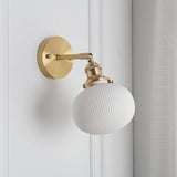 Japanese Brass Pleated Glass Wall Light | 1-Light Lasson Living