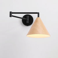 Nordic Wood Cone 1-Light Swing Arm Wall Sconce Lasson Living