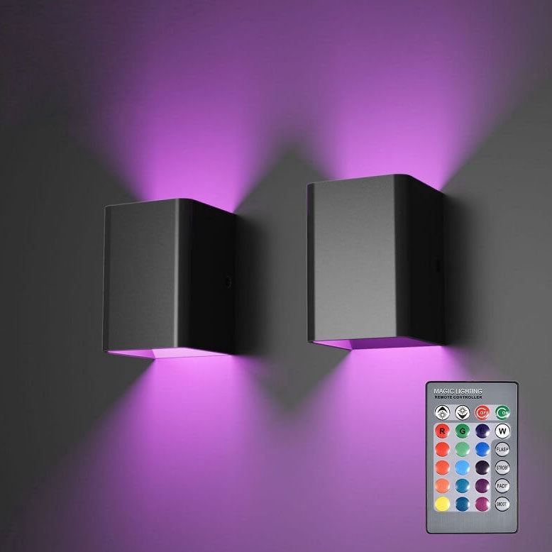 Modern RGB LED Square Wall Light with Remote | 1-Light Lasson Living