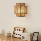 Japanese Rattan Curved Rope Wall Sconce 1-Light Lasson Living