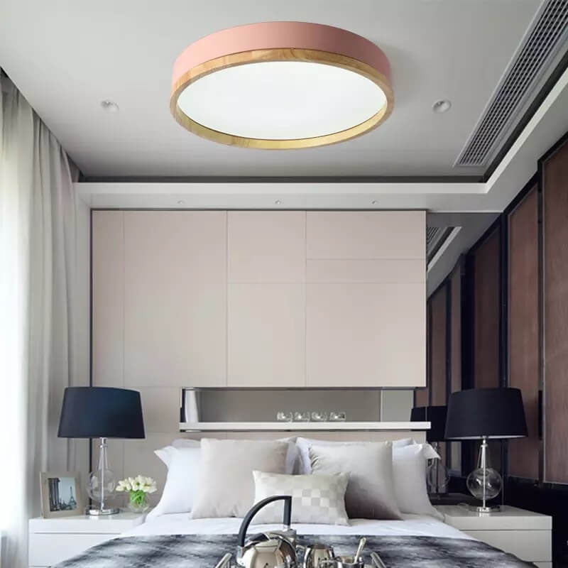 Nordic Wood Round LED Flush Ceiling Light | 1-Light Lasson Living