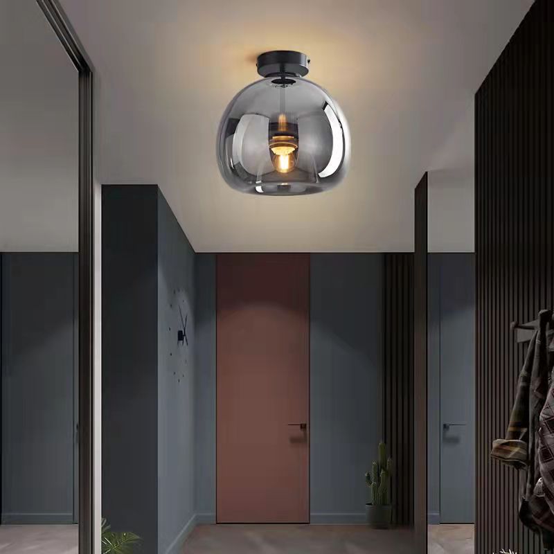Nordic Glass Globe Semi-Flush Ceiling Light | 1-Light Lasson Living