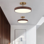 Japanese Wood Round LED Semi-Flush Mount Ceiling Light Lasson Living