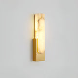 Modern Alabaster-Effect Brass Wall Sconce LED 1-Light Lasson Living