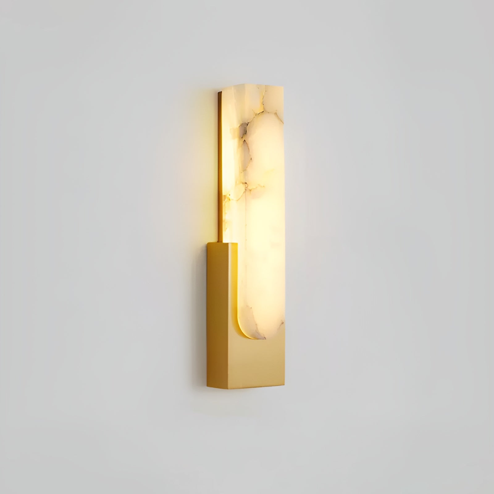 Modern Alabaster-Effect Brass Wall Sconce LED 1-Light Lasson Living
