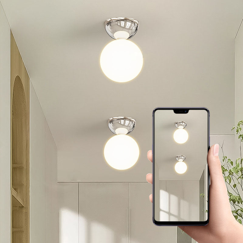 Scandinavian Glass Globe Semi-Flush Ceiling Light | 1-Light Lasson Living