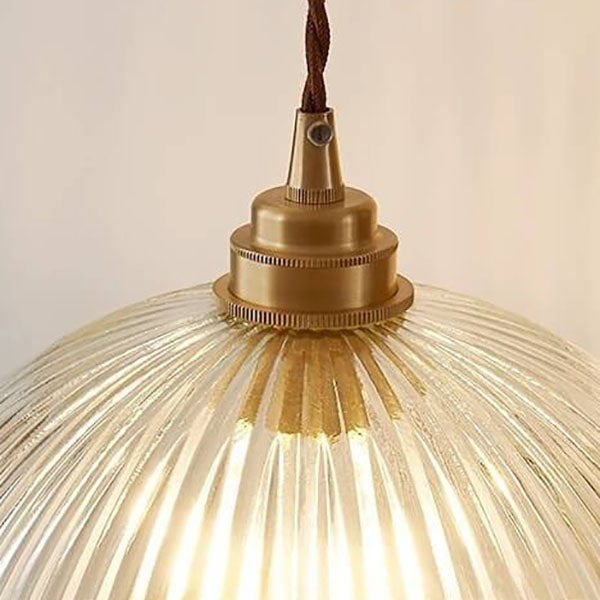 Modern Ribbed Clear Glass Dome Pendant Light | 1-Light Lasson Living