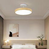 Japanese Wood Round LED Semi-Flush Mount Ceiling Light Lasson Living