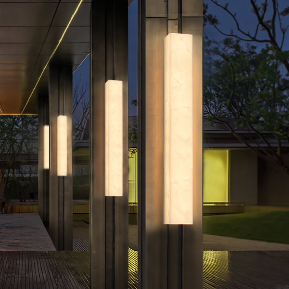 Modern Alabaster Rectangular Outdoor Wall Light LED 1-Light Lasson Living