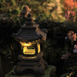 Japanese Zen Solar Pagoda Stone LED Outdoor Garden 1-Light Lasson Living
