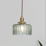 Japanese Brass Glass 1-Light Round Pendant Light Lasson Living